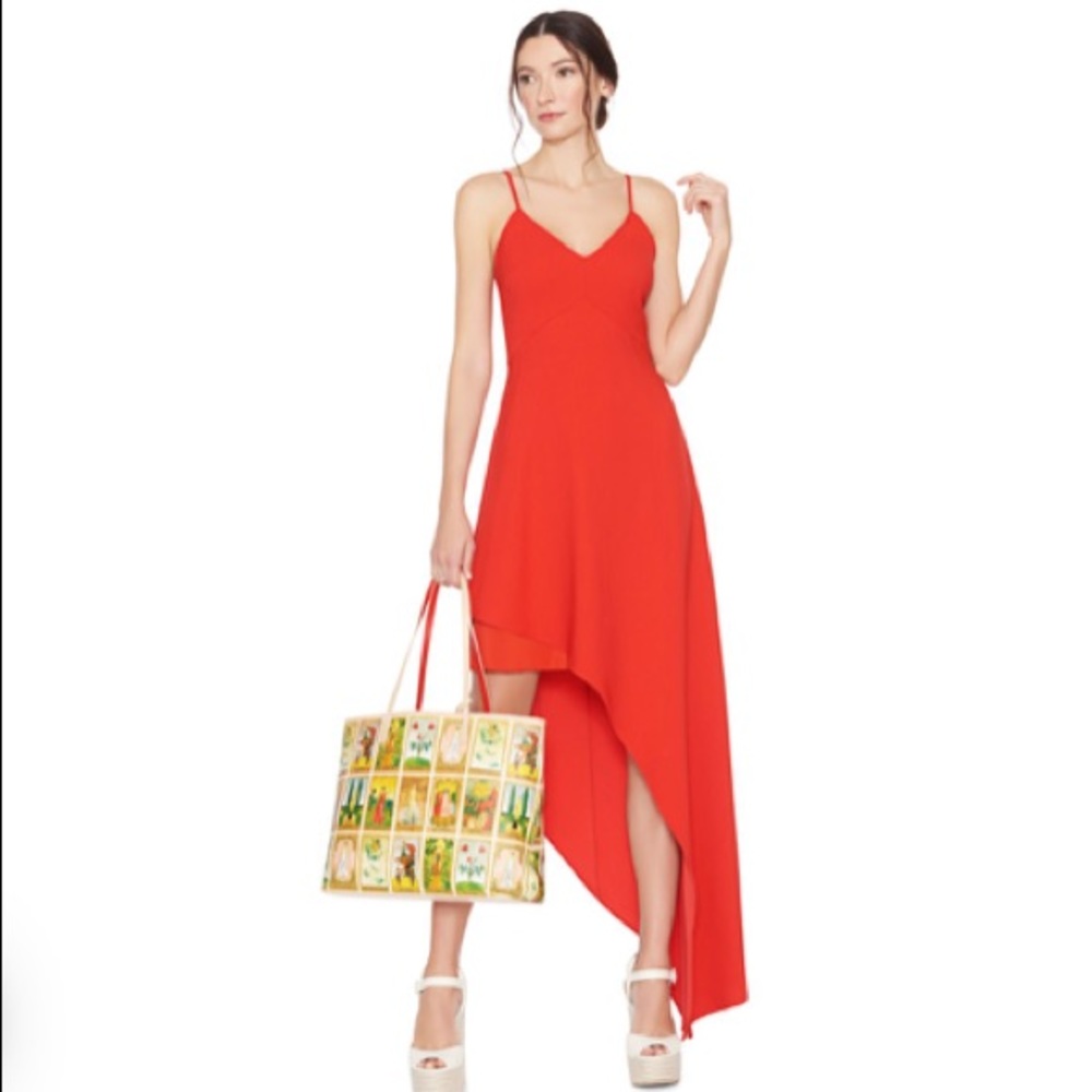 Alice and Olivia Red Asymmetrical Hem Dress